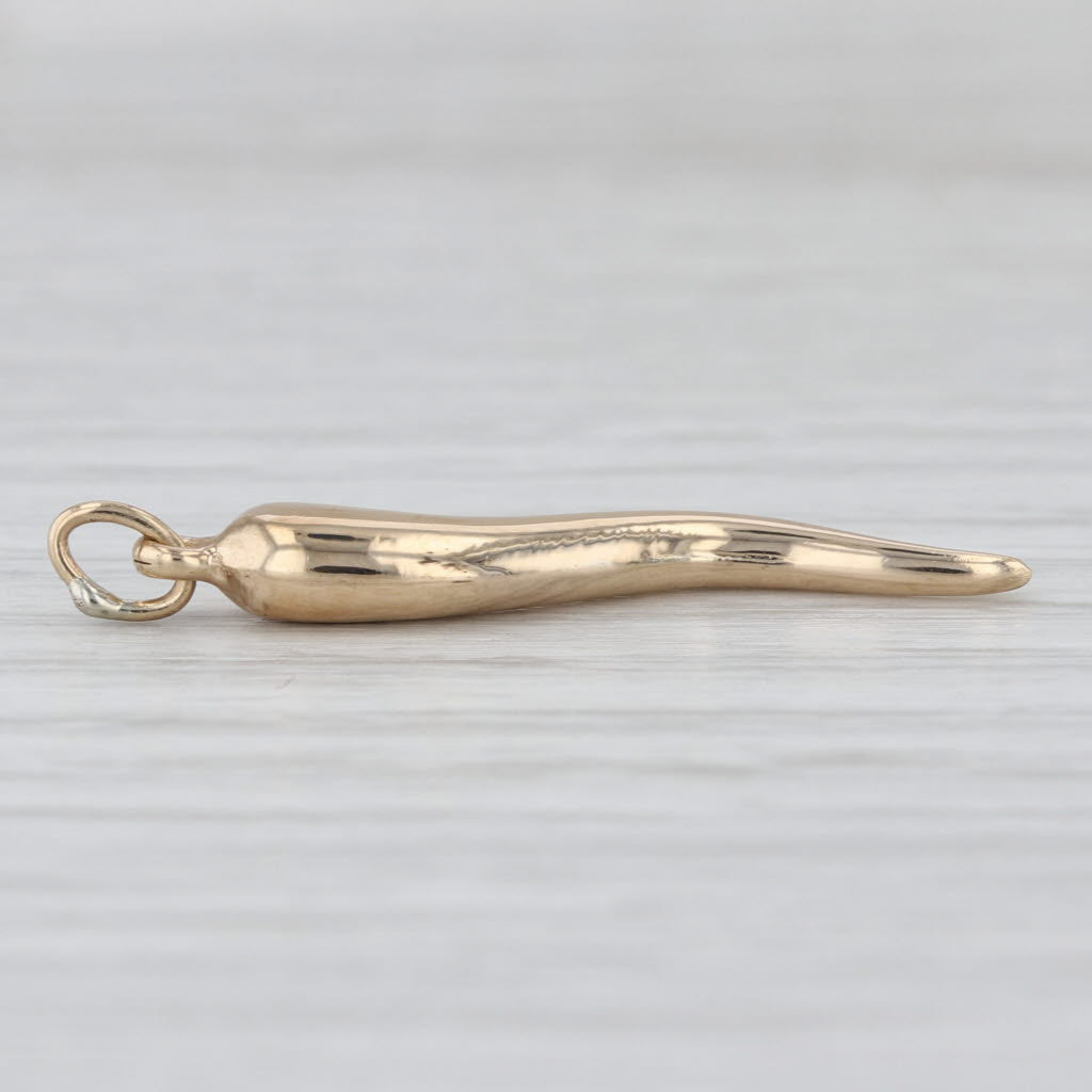 Italian Horn Pendant 14k Yellow Gold Good Luck Talisman Charm