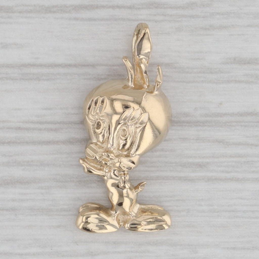 Gray Tweety Bird Pendant 14k Yellow Gold Warner Brothers Cartoon Charm