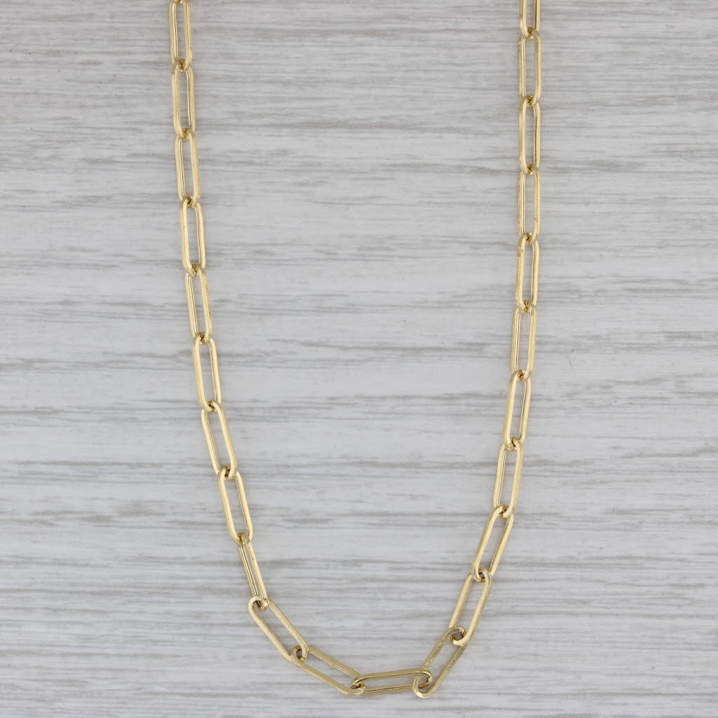 Gray 16" Paperclip Cable Chain Necklace 14k Yellow Gold 3.3mm