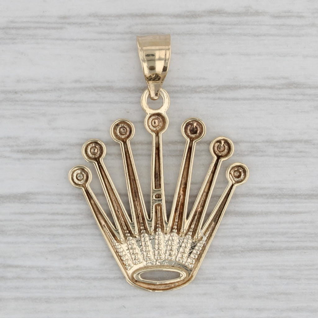 Gray Crown Pendant 10k Yellow Gold King Queen