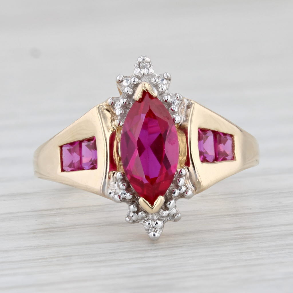 Light Gray 1.70ctw Lab Created Ruby Diamond Ring 10k Yellow Gold Size 7