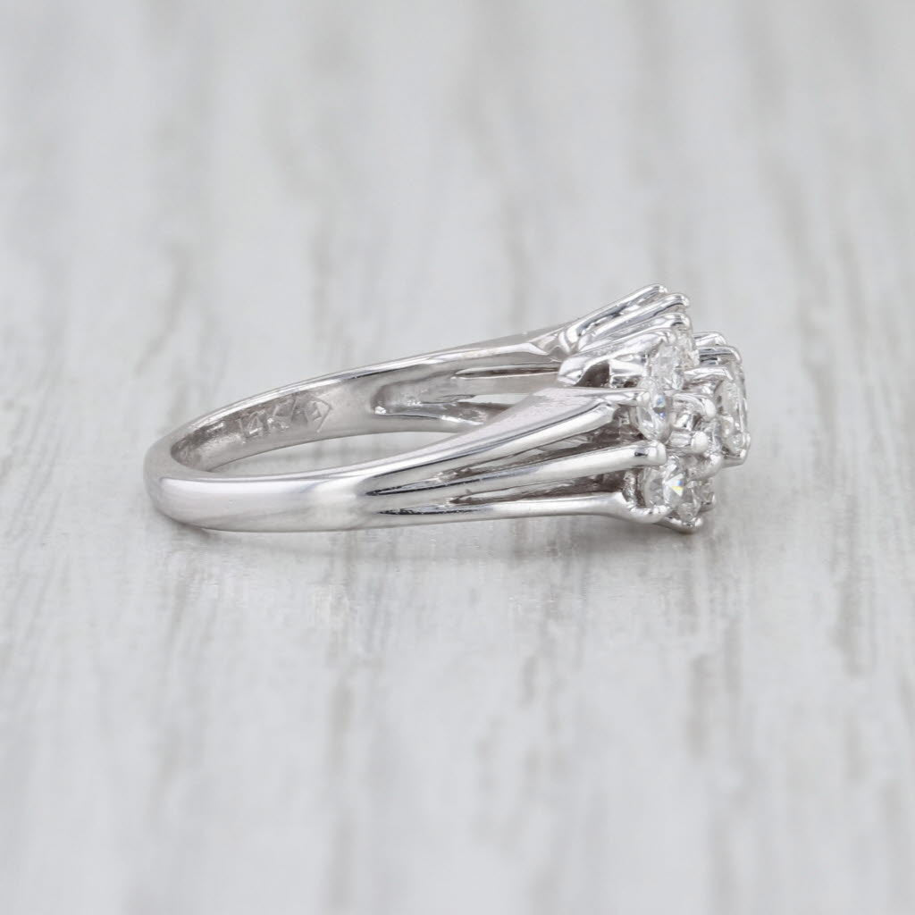 0.75ctw Diamond Cluster Ring 14k White Gold Size 4 Anniversary