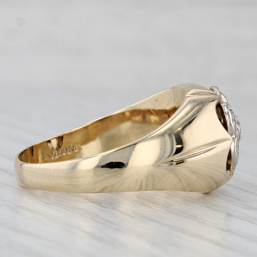 Gray Vintage Men's 0.37ctw Diamond Belcher Setting Ring 14k Yellow Gold Size 12.75