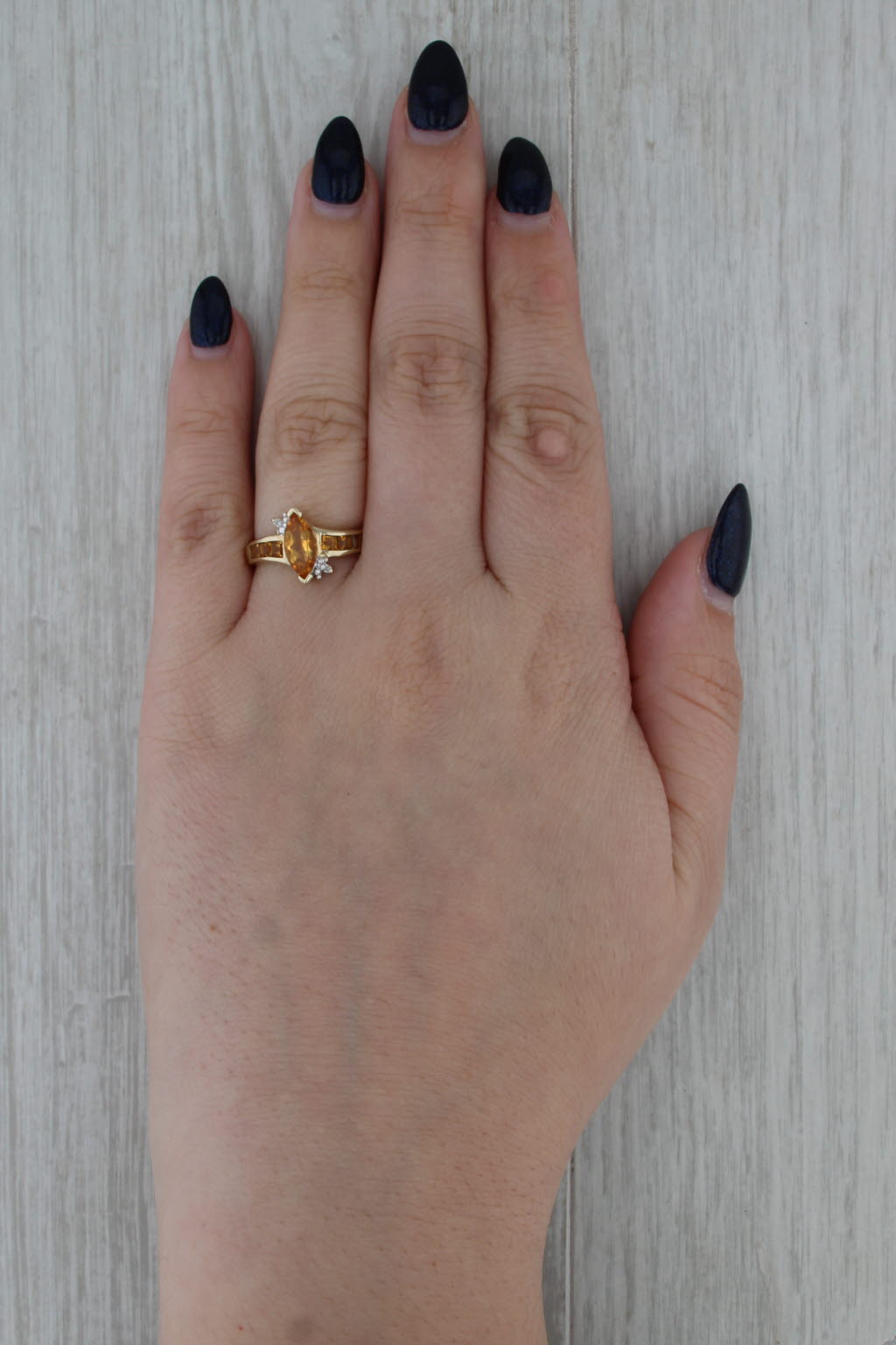 2.40ctw Marquise Citrine Diamond Bypass Ring 10k Yellow Gold Size 7.25