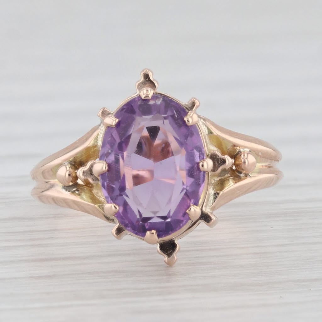 Light Gray 2.20ct Amethyst Oval Solitaire Ring 14k Yellow Gold Size 6.25