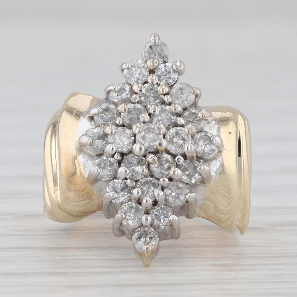 Gray 0.75ctw Diamond Cluster Ring 10k Yellow Gold Small Size 3.5