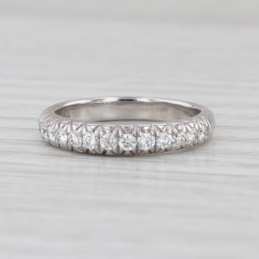 0.43ctw Diamond Wedding Band 18k White Gold Stackable Anniversary Ring Size 7