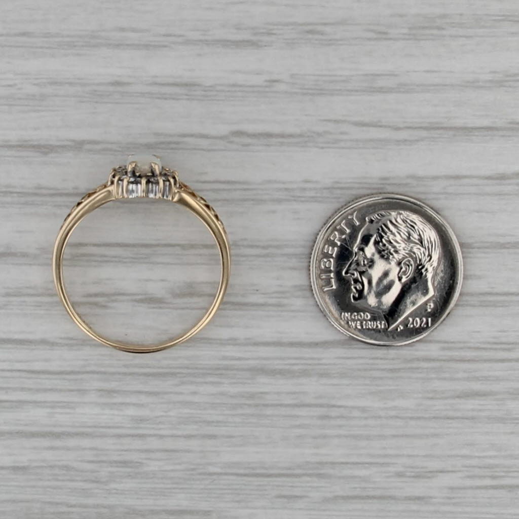 Opal Oval Cabochon Diamond Halo Ring 14k Yellow Gold Size 8