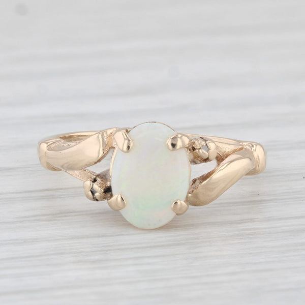 Oval Cabochon Opal Solitaire Ring 10k Yellow Gold Size 5.25