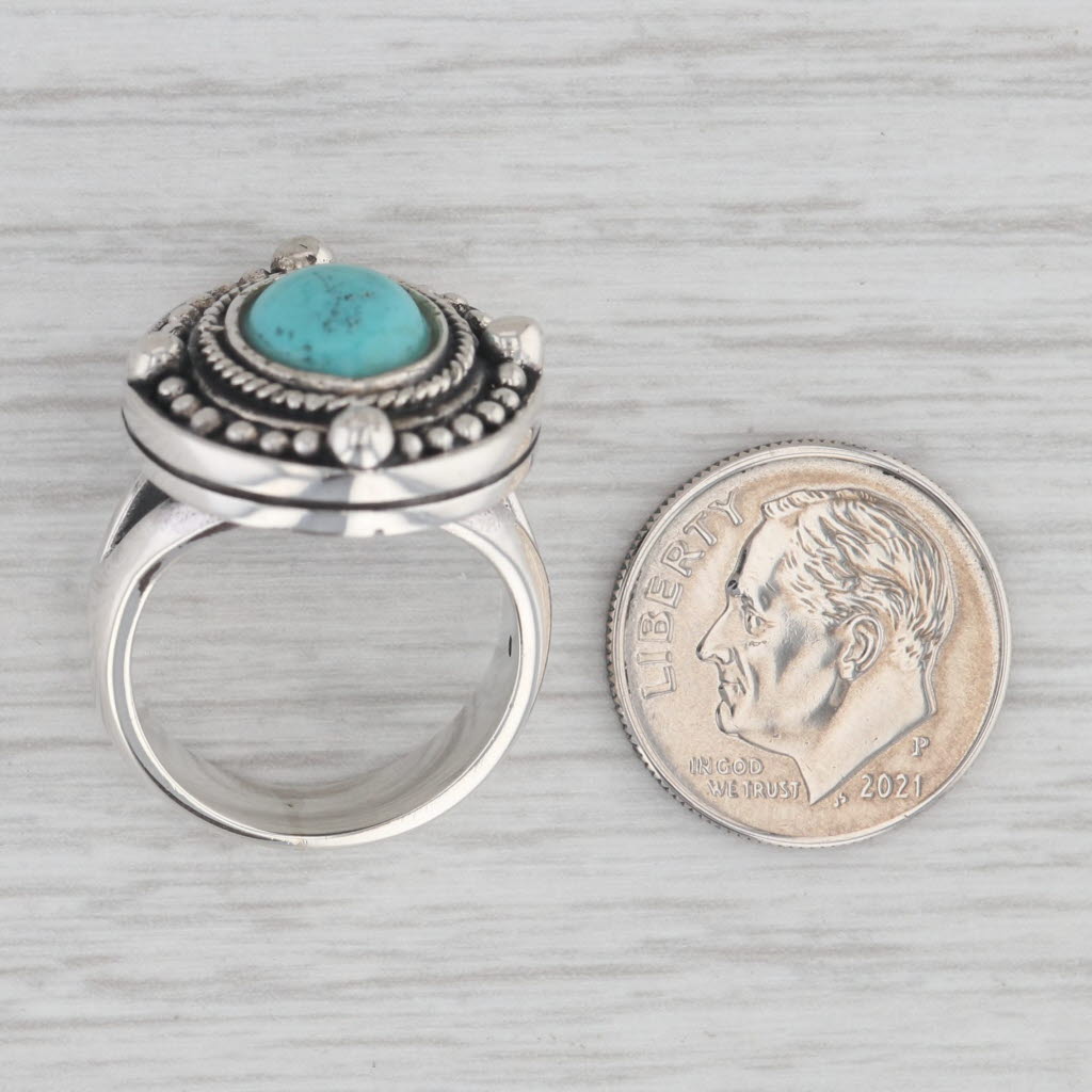 Gray Simulated Turquoise Statement Ring Sterling Silver Size 6