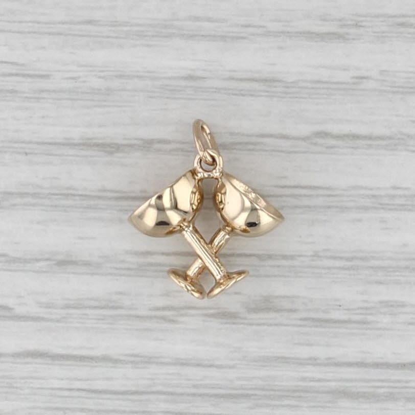 Wedding Communion Crossing Cups Charm 14k Yellow Gold Bridal Jewelry