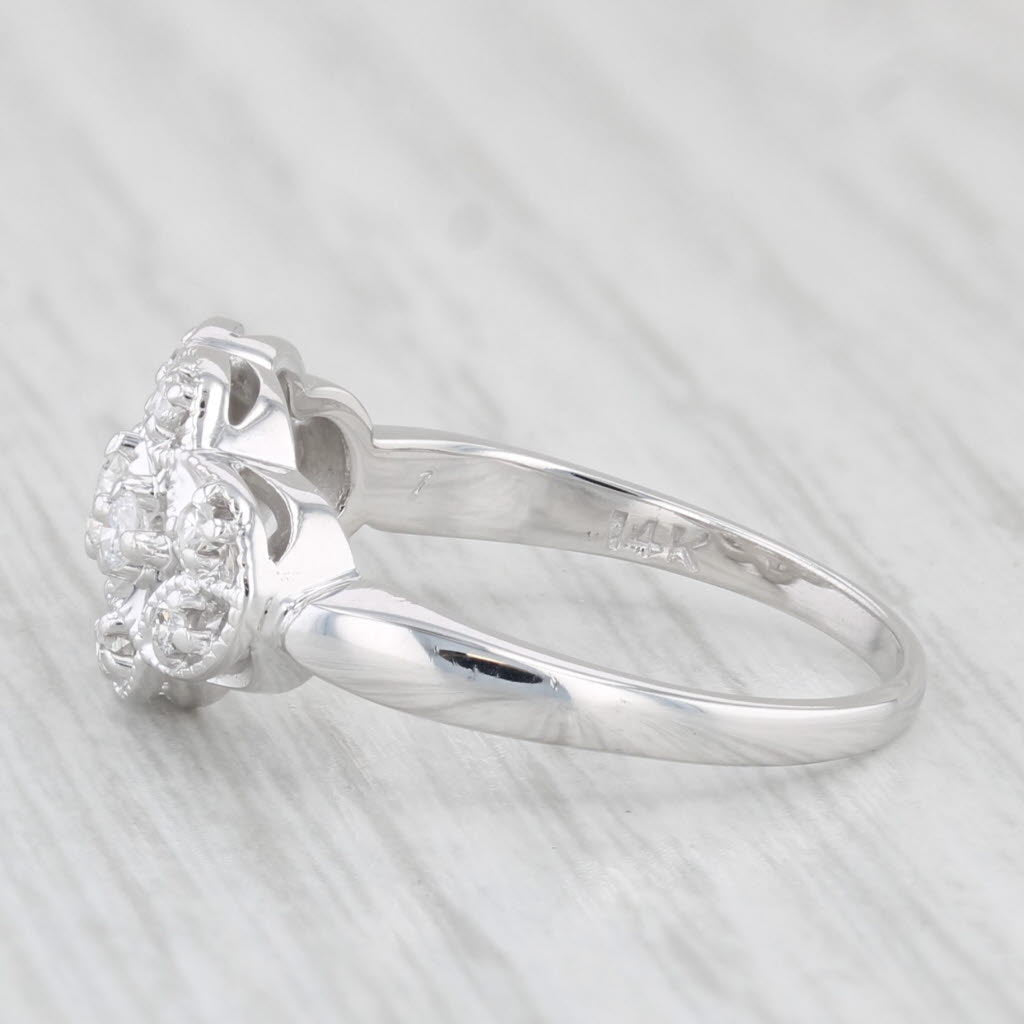 Light Gray Vintage 0.18ctw Diamond Princess Ring 14k White Gold Size 6.25