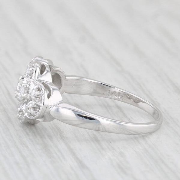 Vintage 0.18ctw Diamond Princess Ring 14k White Gold Size 6.25
