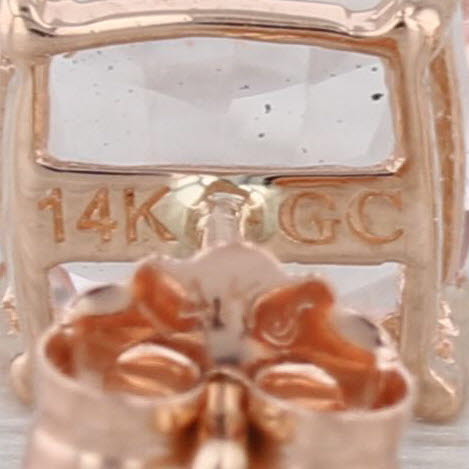 2.60ctw Morganite Stud Earrings 14k Rose Gold Cushion Solitaire Studs