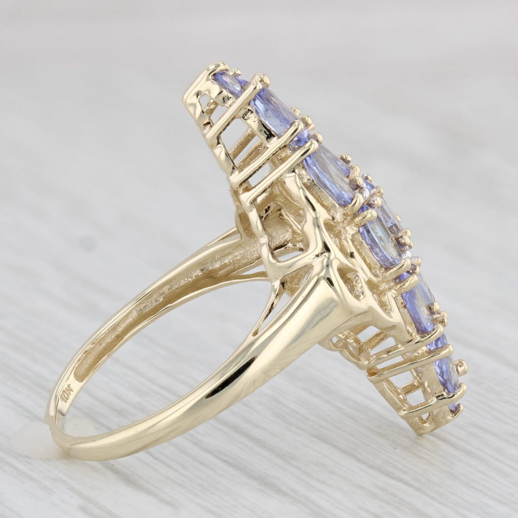 Light Gray 3.25ctw Tanzanite Cluster Ring 10k Yellow Gold Size 7 Cocktail