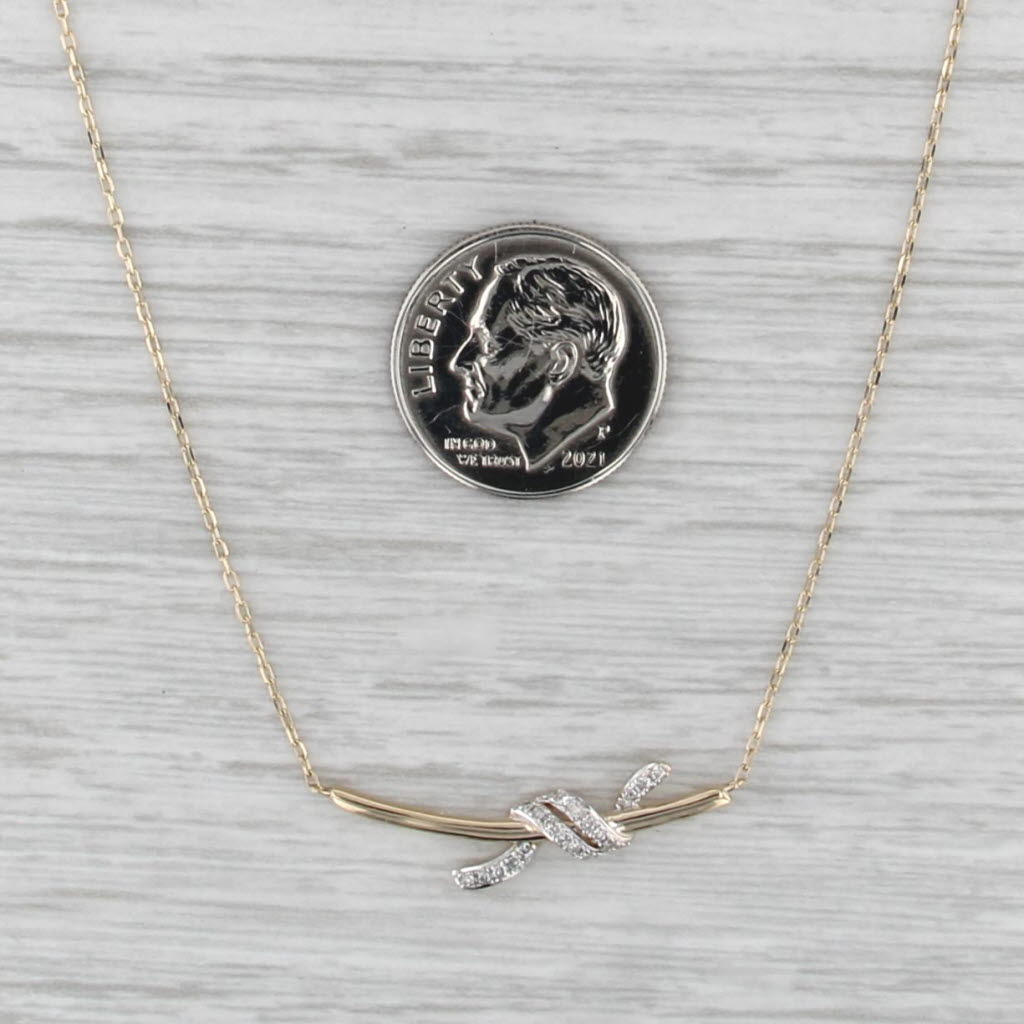 Diamond Knot Necklace 14k Yellow Gold 18-20" Cable Chain