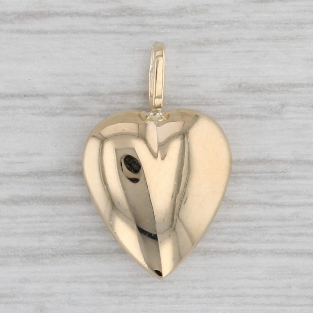 Gray Small Puffy Heart Charm 14k Yellow Gold Pendant