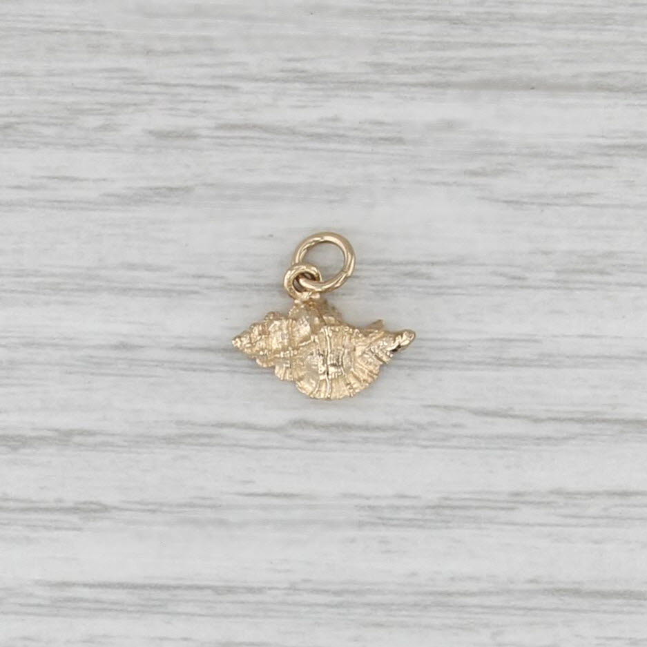 Conch Shell Charm 14k Yellow Gold Small Drop