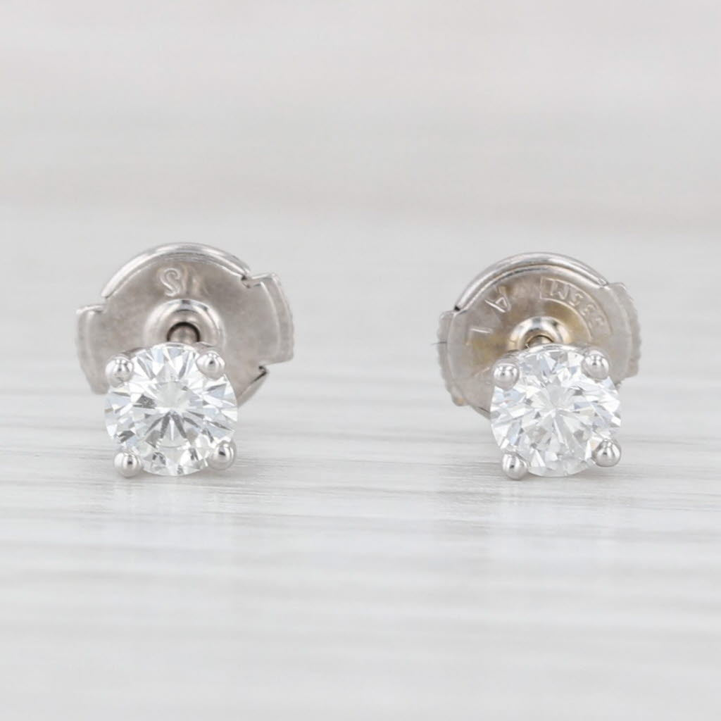 Light Gray 0.50ctw Round Solitaire Diamond Stud Earrings 14k White Gold Clutch Backs