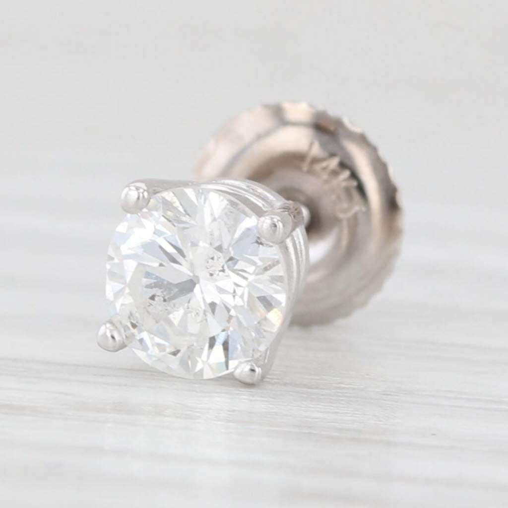 Light Gray 0.55ctw Diamond Round Brilliant Solitaire Single Stud Earring 14k White Gold