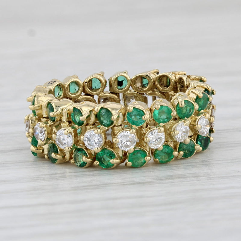 2ctw Emerald Diamond Eternity Ring 18k Yellow Gold Size 4.25 Flexible Band