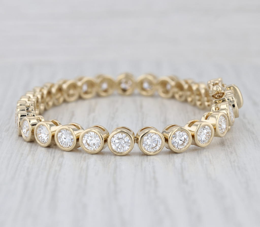 New 8.37ctw Lab Grown Diamond Tennis Bracelet 14k Yellow Gold 6.75" 5.7mm
