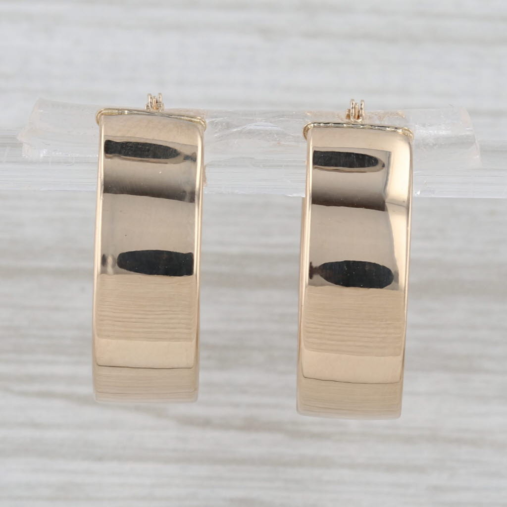 Hoop Earrings 14k Yellow Gold Snap Top Round Hoops 20.2 x 6.8mm
