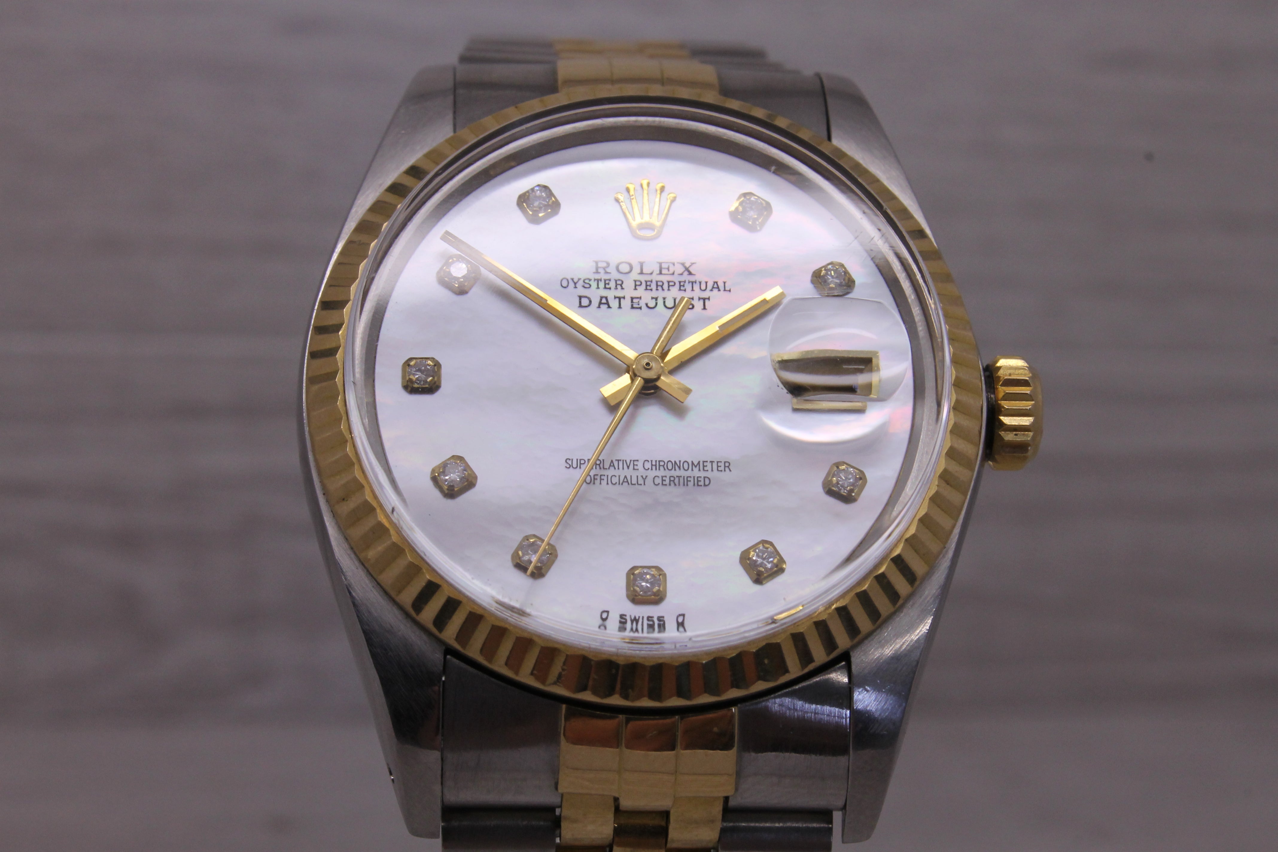 Dim Gray Vintage 1985 Rolex Datejust 16013 Mens 36mm 18k & Steel Automatic Watch Jubilee