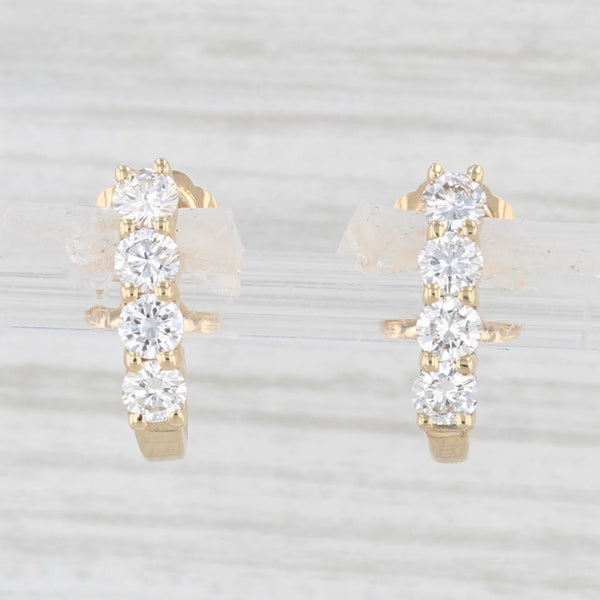 0.65ctw Diamond Journey J-Hook Earrings 18k Yellow Gold Pierced Drops