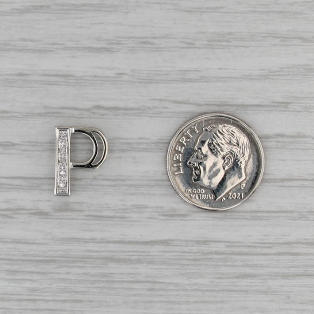 Letter Initial P Pendant 14k White Gold Floating Drop