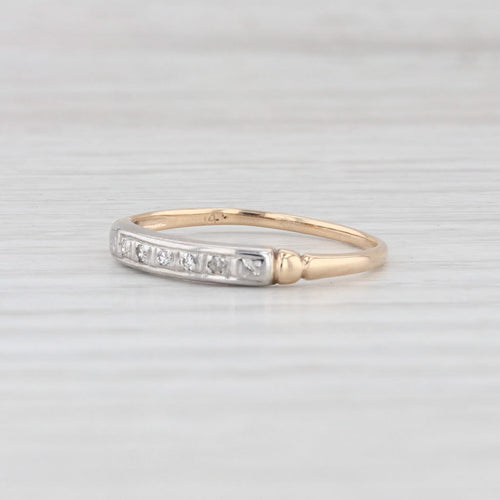 Light Gray Vintage Diamond Wedding Band 14K Gold Size 6 Ring Stackable