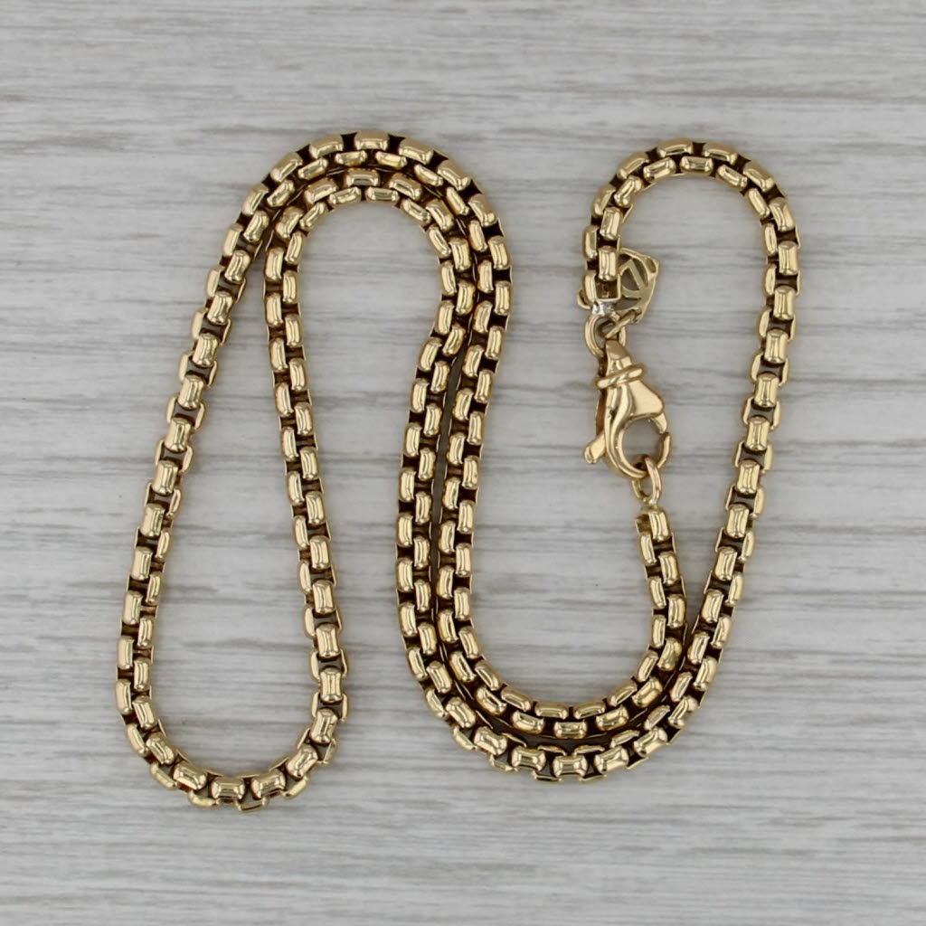 David Yurman Box Chain Necklace 18k Gold Tag 16" 3.7mm