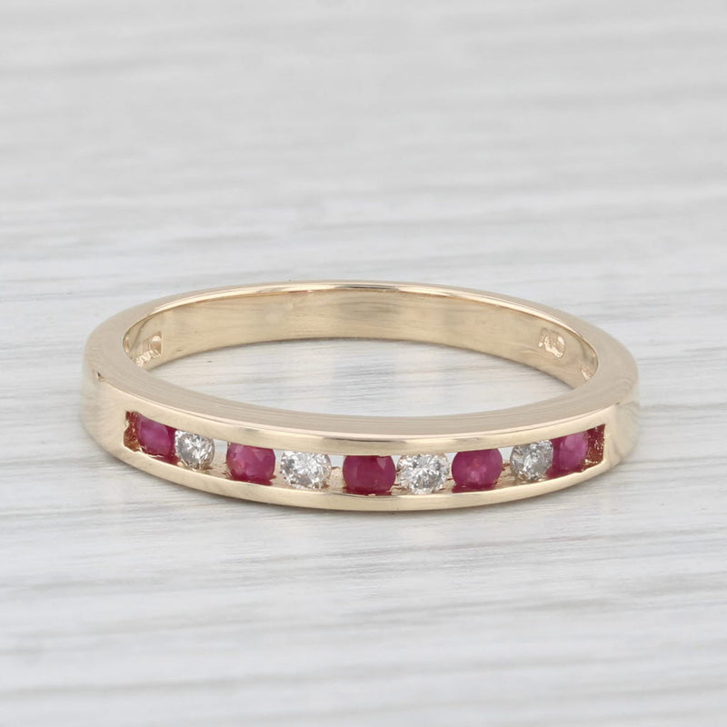 0.25ctw Ruby Diamond Ring 10k Yellow Gold Size 6.75 Stackable Wedding Band