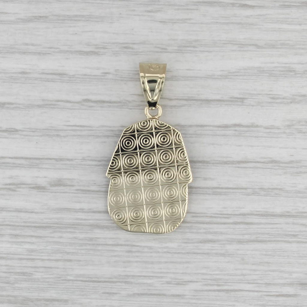 Egyptian Pharaoh Pendant 10k Yellow White Gold Cubic Zirconia Statement