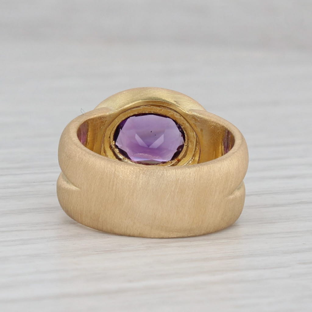 Gray 1.50ct Oval Amethyst Solitaire Ring Brushed 18k Yellow Gold Ming's Size 6.25