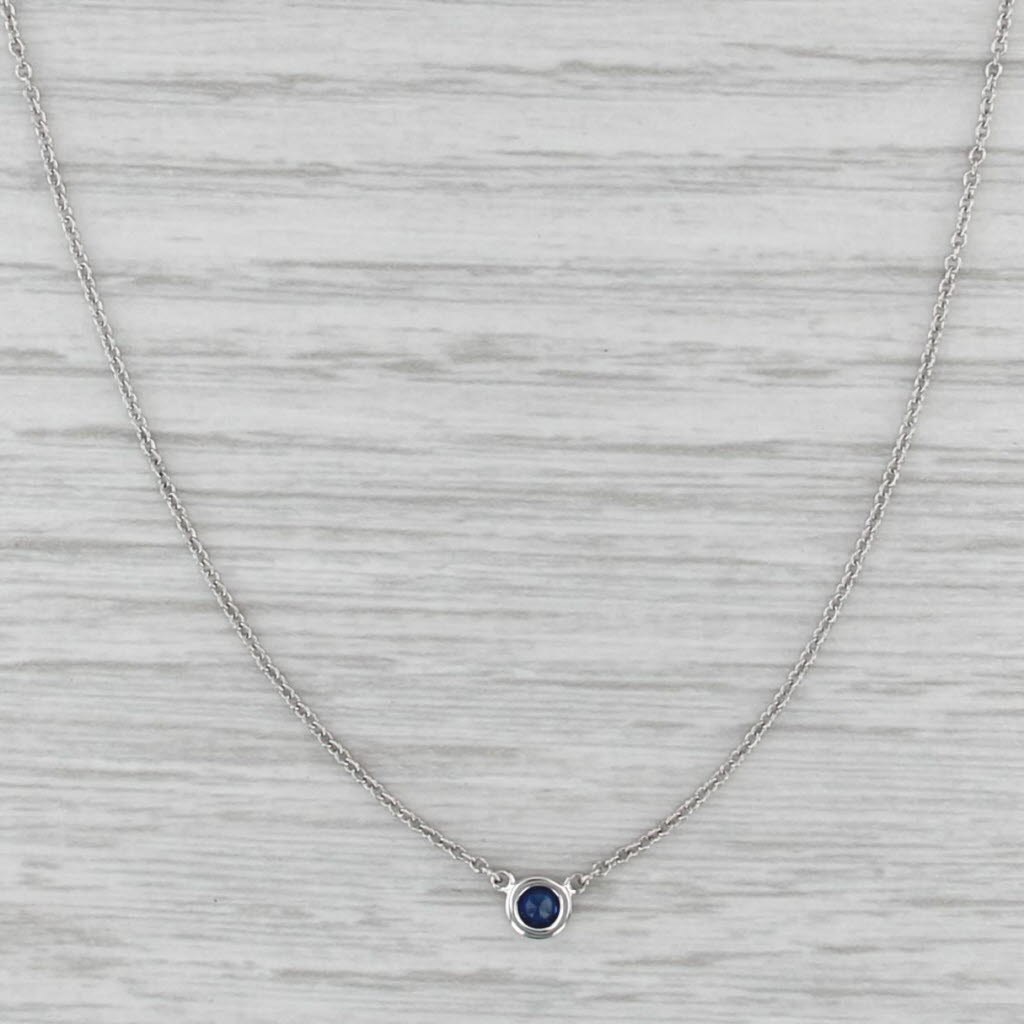 Tiffany Color by the Yard 0.16ctw Blue Sapphire Platinum Pendant Necklace Boxes