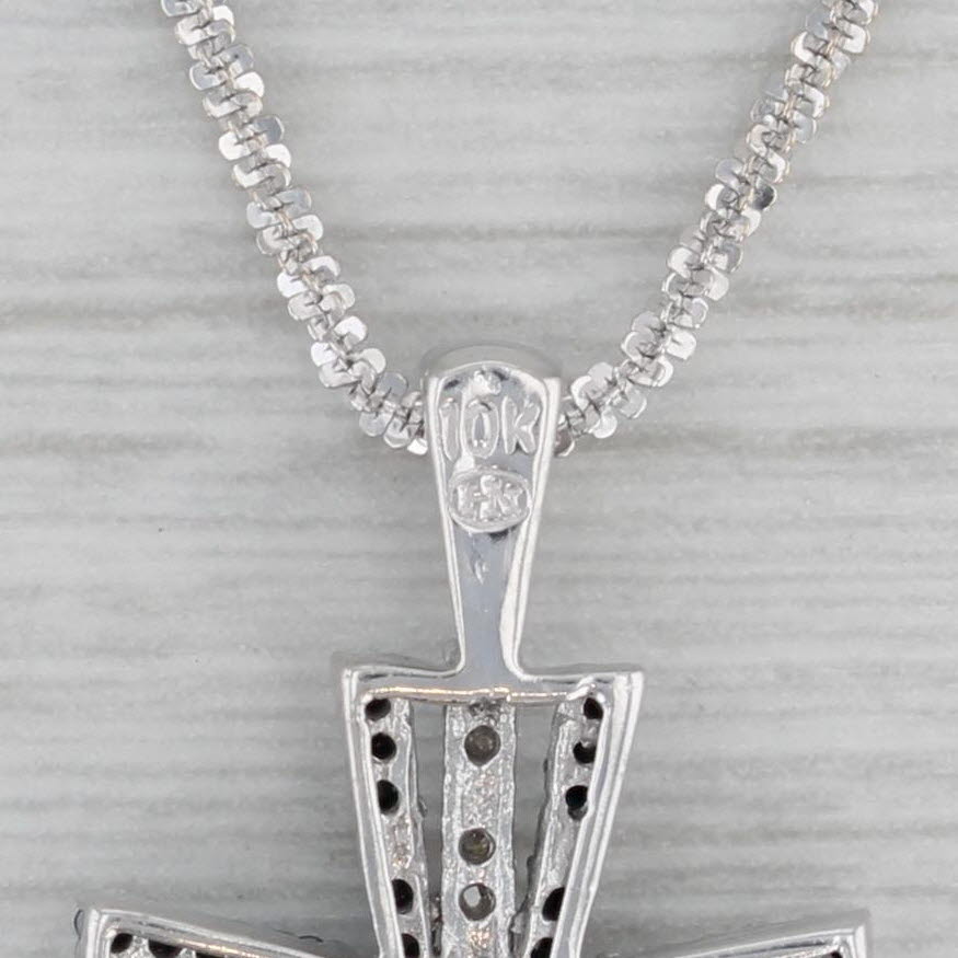 Gray 0.27ctw Black White Diamond Cross Pendant Necklace 10k White Gold 17"-19"