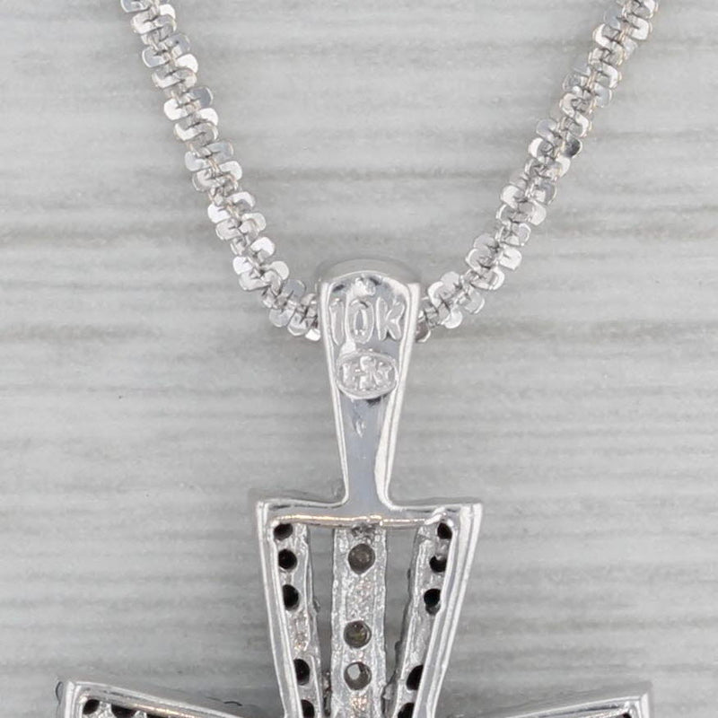 0.27ctw Black White Diamond Cross Pendant Necklace 10k White Gold 17"-19"