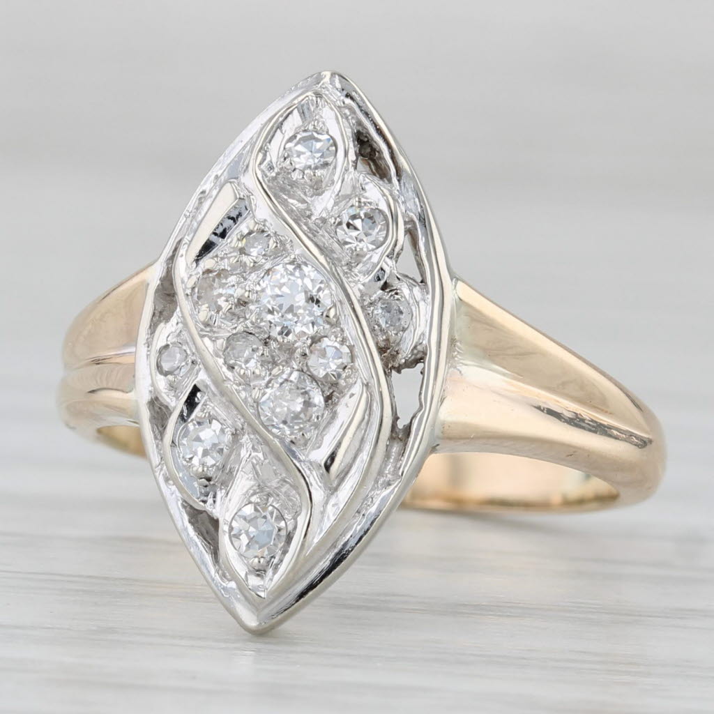 Light Gray 0.15ctw Diamond Ring 14k White Yellow Gold Size 5.25