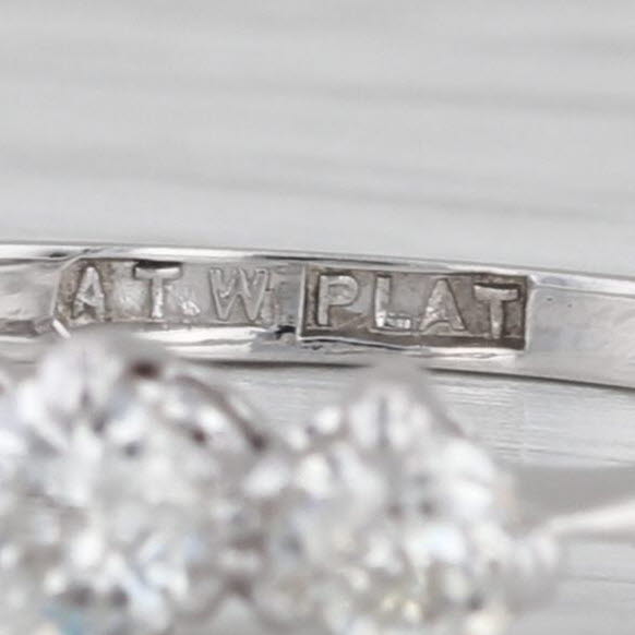 Antique 3-Stone 0.56ctw Diamond Ring Platinum Size 7.5 Engagement Anniversary