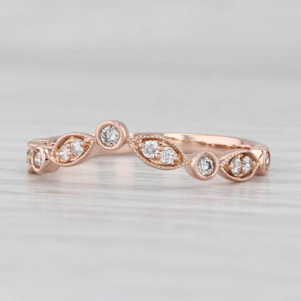 0.25ctw Contoured Diamond Ring 14k Rose Gold Stackable Wedding Band Guard Sz 8.5