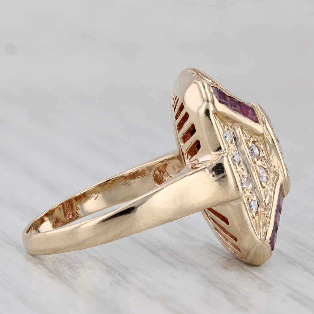 Gray 1.24ctw Tiered Diamond Ruby Ring 14k Yellow Gold Size 4.75