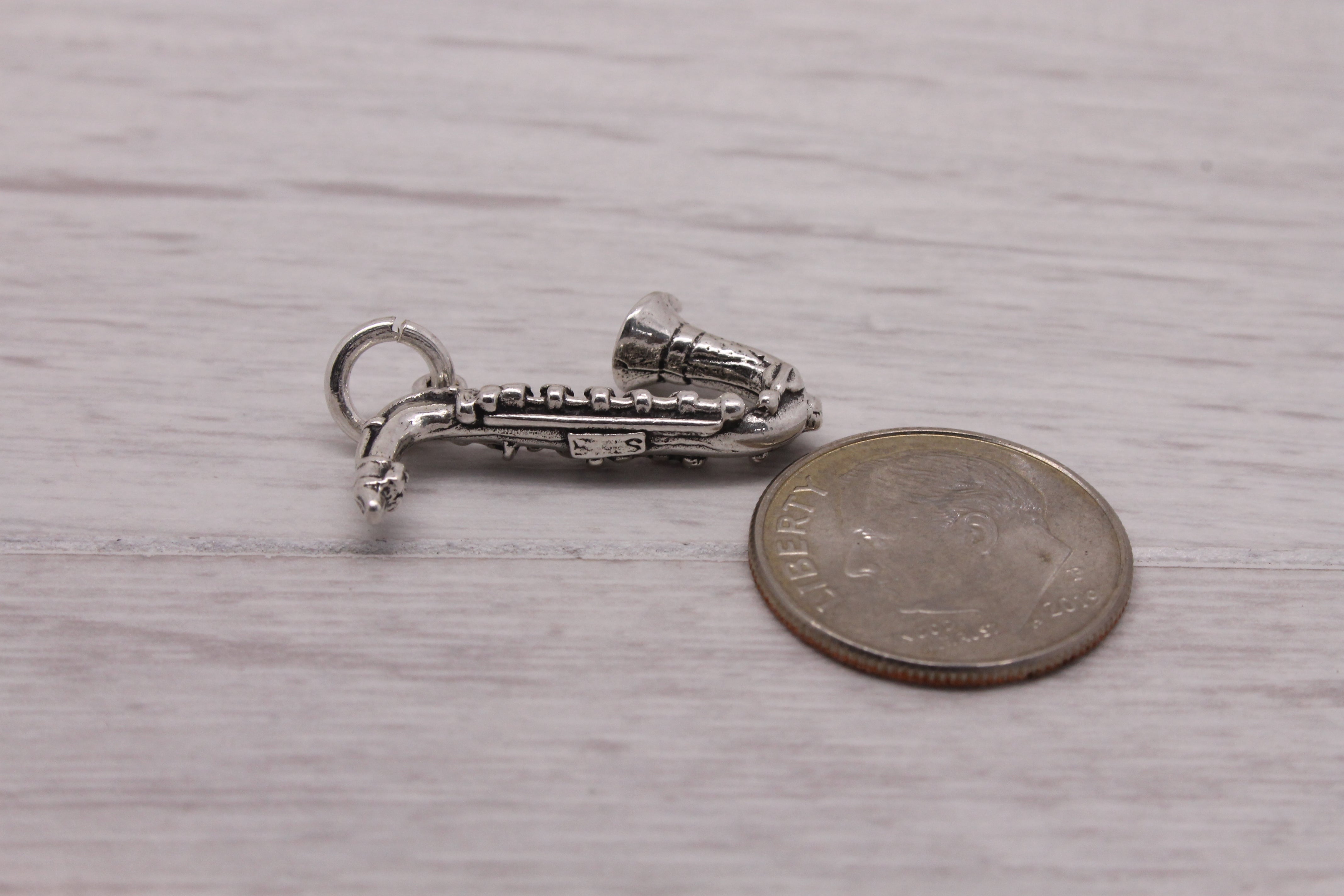 Sterling Silver 925 Saxophone Instrument Band Woodwind Charm