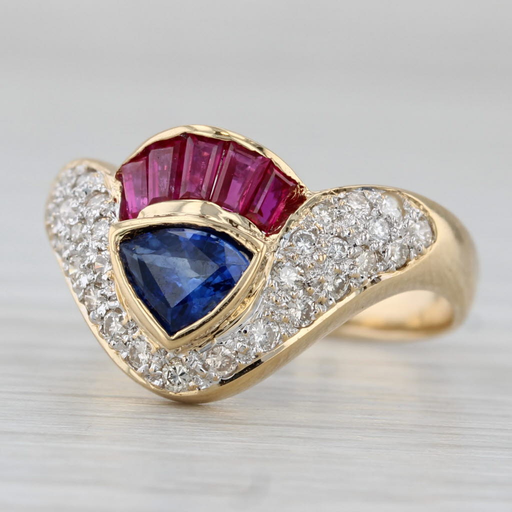 Gray 1.25ctw Ruby Sapphire Diamond Ring 18k Yellow Gold Size 6.5