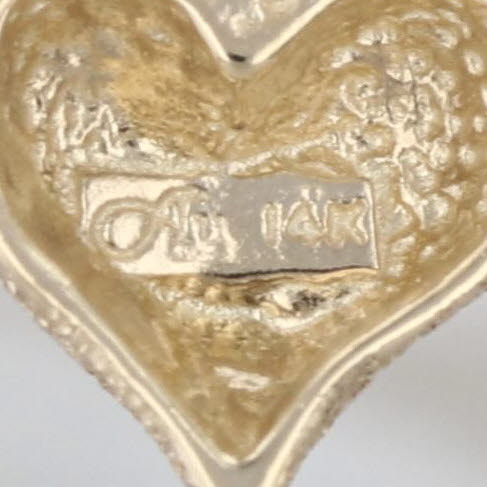 Brushed Puffy Heart Drop Earrings 14k Yellow Gold Dangles