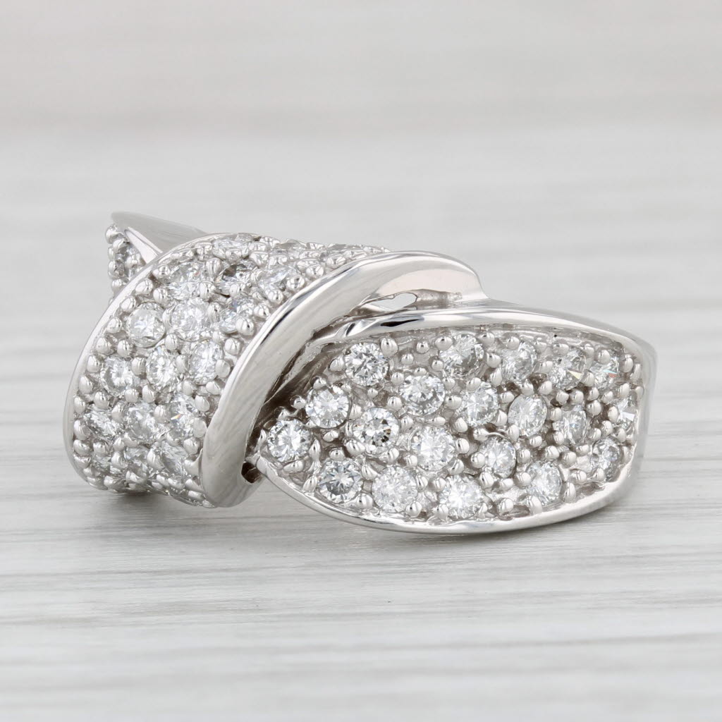 Light Gray 1.15ctw Diamond Crossover Ring 14k White Gold Size 6 Cocktail