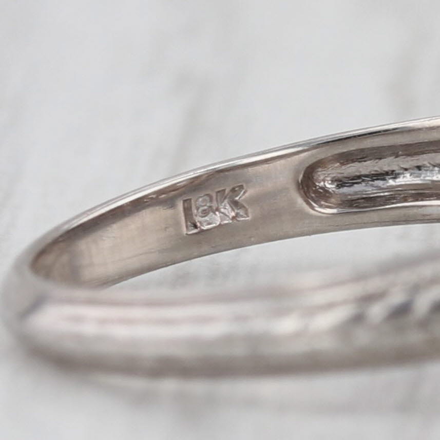 0.47ct Diamond Solitaire Art Deco Engagement Ring 18k White Gold Size 5.75 GIA