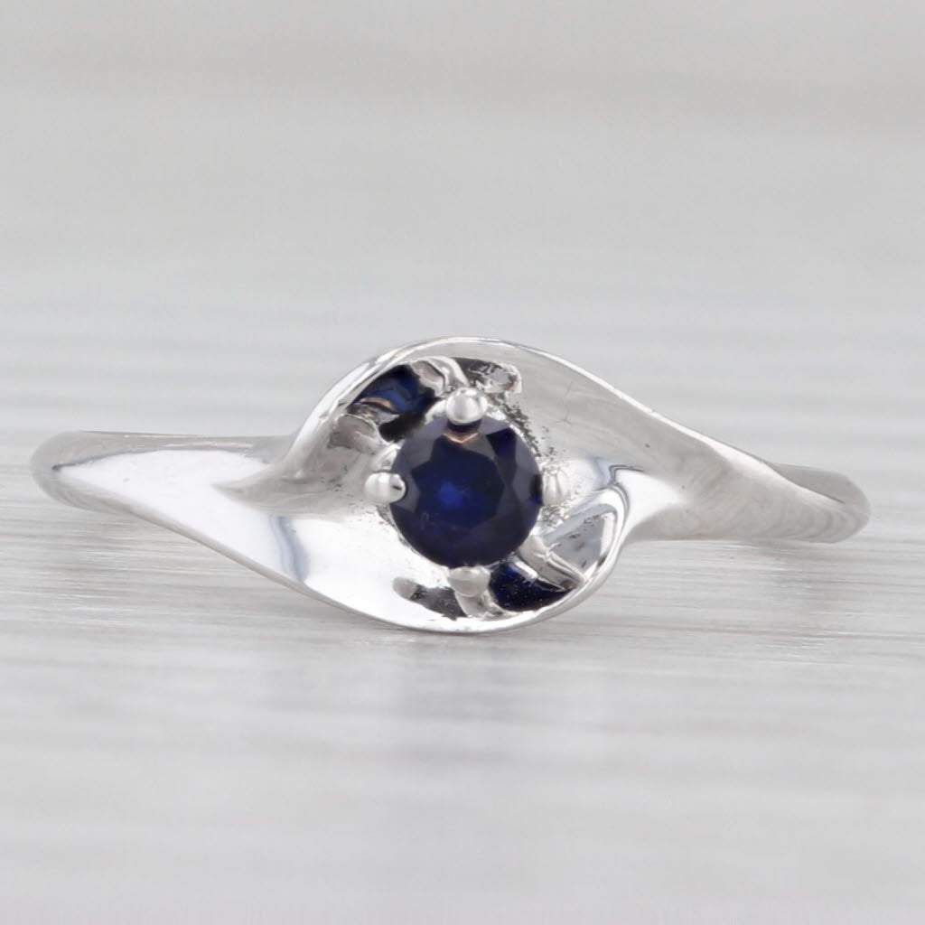 Vintage Traub Orange Blossom 0.20ct Lab Created Sapphire Ring 14k White Gold