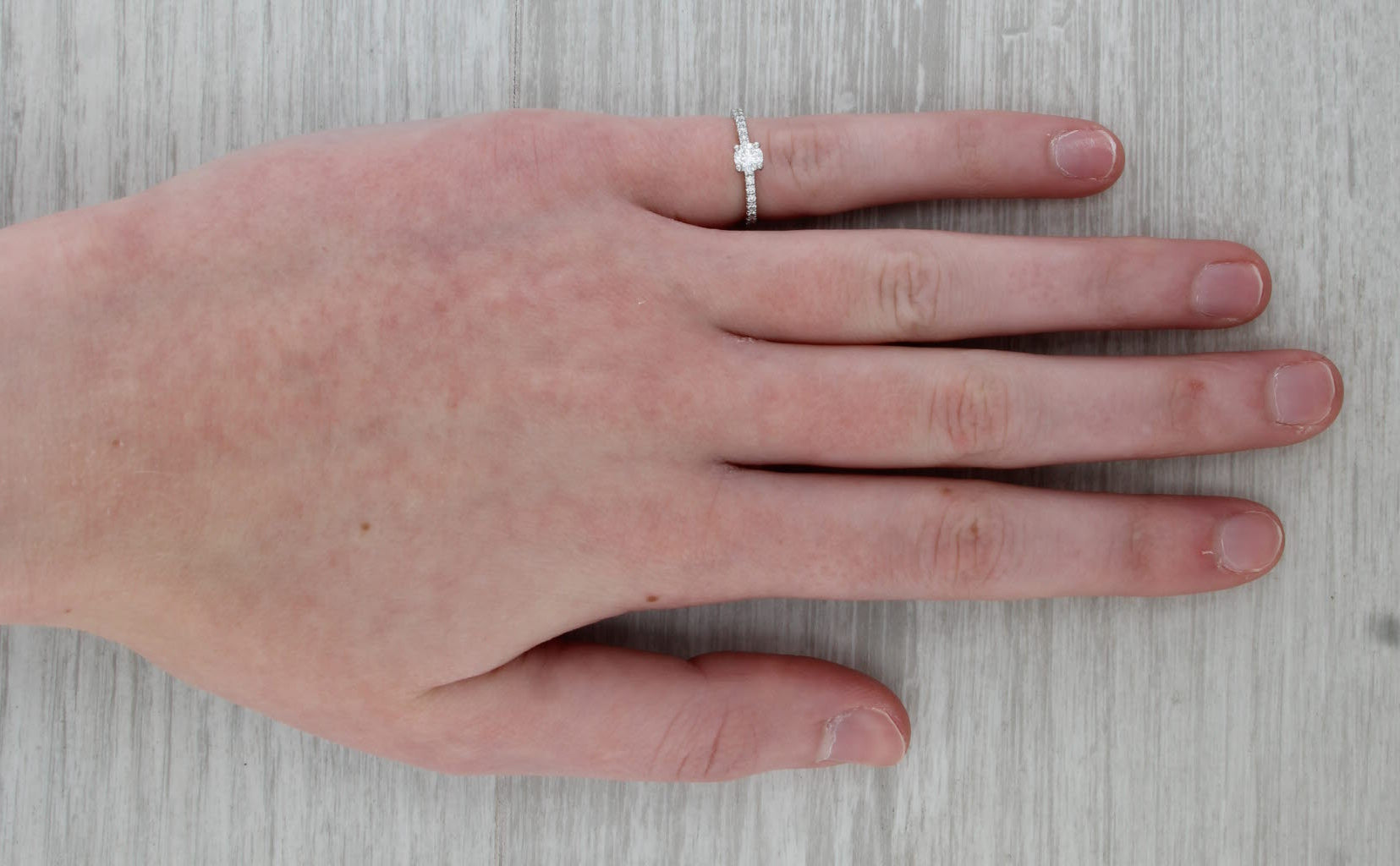 0.40ctw Round Diamond Engagement Ring 18k White Gold Small Size 3