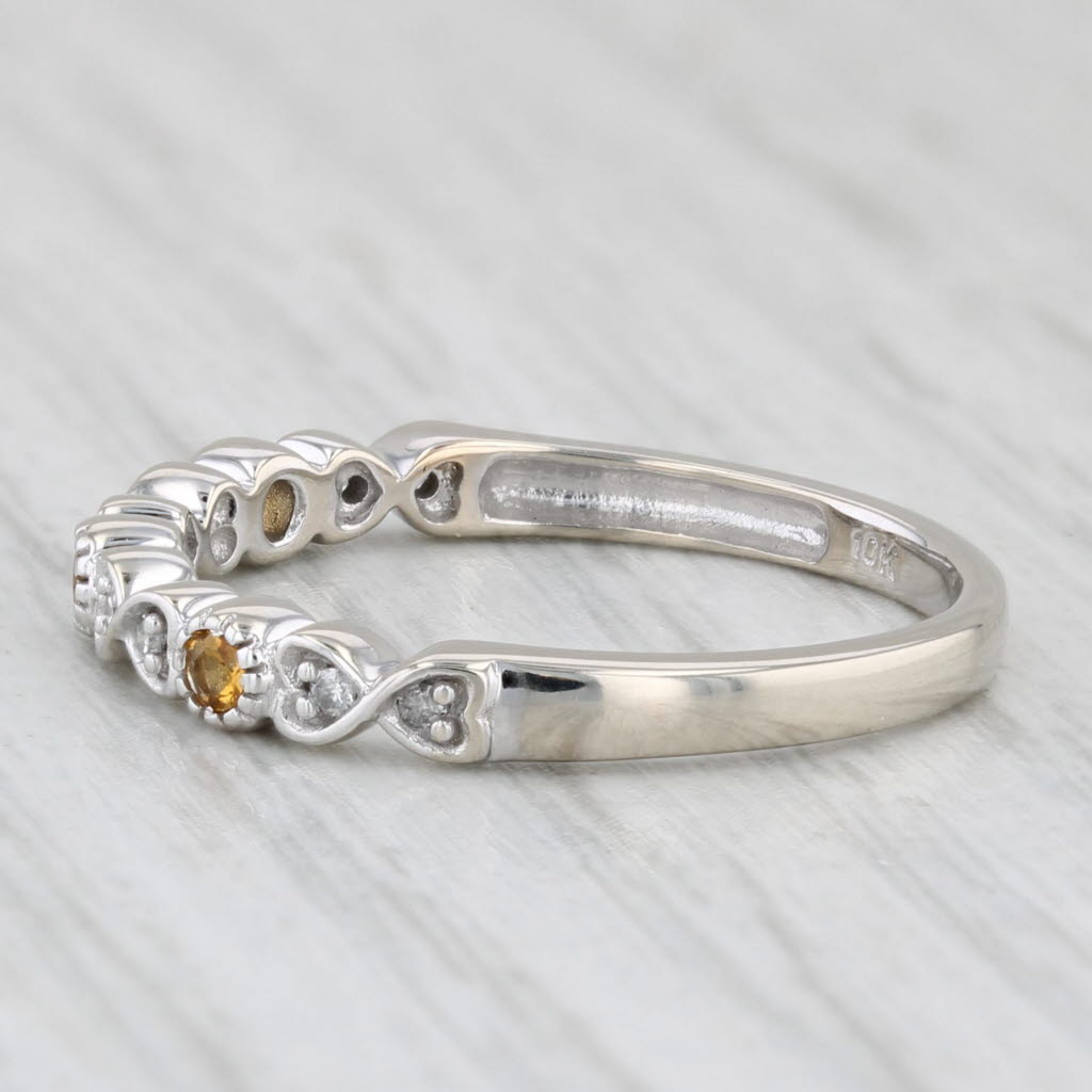 Light Gray New 0.10ctw Diamond Citrine Heart Ring 10k White Gold Size 7 Stackable